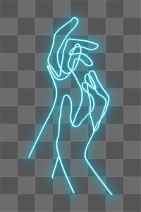 PNG neon blue hand illustration, transparent background