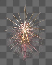 Png two fireworks black sky, transparent background