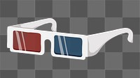 White 3d png movie glasses,  transparent background