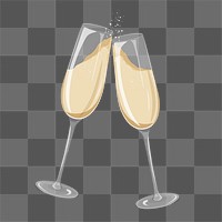 Clinking png champagne glasses,  transparent background