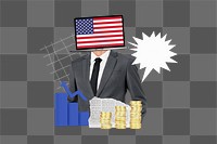 PNG American economy, global trading collage, transparent background