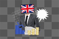 PNG British economy, global trading collage, transparent background