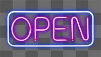 Png pink neon bar open sign, transparent background