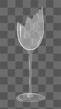 Broken png champagne glass, transparent background