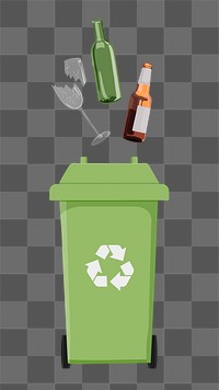 Green png recycling bin, transparent background