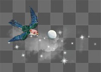 PNG Flying bird on starry sky, aesthetic remix, transparent background