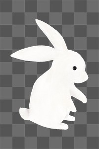 Cute white rabbit png, animal illustration, transparent background