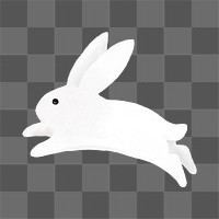 Cute white rabbit png, animal illustration, transparent background