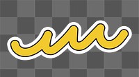 Yellow doodle line png, transparent background