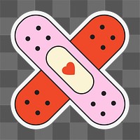 X cross bandage png, love illustration, transparent background