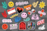 PNG Retro funky typography sticker set, transparent background