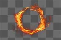 PNG Realistic fire burning rings, transparent background 