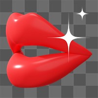 Woman's red lips png, 3D sparkly illustration, transparent background