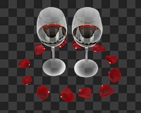 Red wine glasses png, transparent background