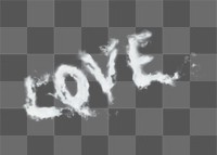 Love cloud typography png, transparent background