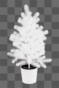 White Christmas tree png sticker, transparent background