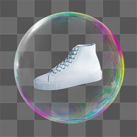 PNG white high-top sneakers sticker, transparent background