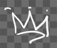 White crown png doodle, transparent background