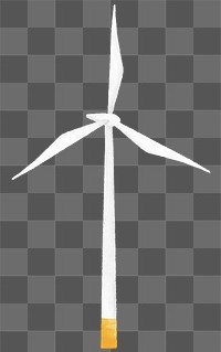 Wind power turbine png sticker illustration, transparent background