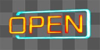 PNG Open neon sign, collage element, transparent background