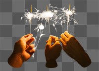 PNG Celebrating with sparklers, collage element, transparent background