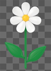 Aesthetic flower png sticker, white 3D floral illustration on transparent background