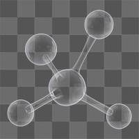 3D molecule png science icon, transparent background