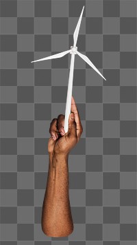 PNG Wind power in hand, collage element, transparent background