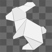 Png white rabbit origami element, transparent background