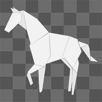 Png white horse origami element, transparent background