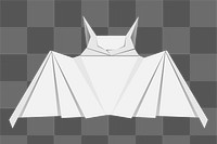 Png white bat origami element, transparent background