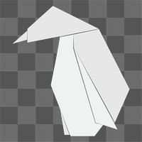 Png white penguin origami element, transparent background