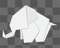 Png white elephant origami element, transparent background