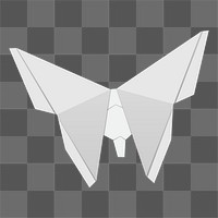 Png white butterfly origami element, transparent background