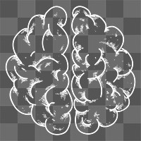 Png white brain doodle design element, transparent background