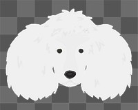 Png white poodle dog hand drawn sticker, transparent background