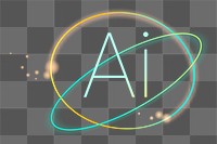 Png neon artificial intelligence icon, transparent background