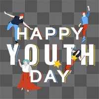 Happy International Youth Day png text, transparent background