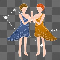 Png gemini astrological sign sticker, transparent background