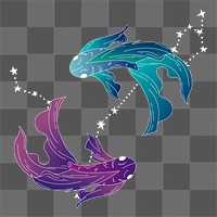 Png pisces astrological sign sticker, transparent background