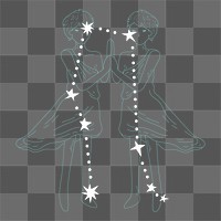 Png gemini astrological sign design element, transparent background