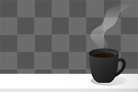 Png coffee on table border, transparent background