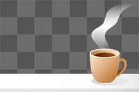 Png coffee on table border, transparent background