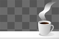 Png coffee on table border, transparent background