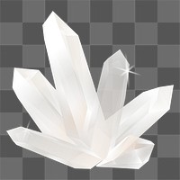 Png white crystals design element, transparent background