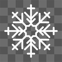 Png white single snowflake element, transparent background