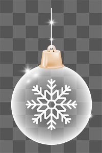 Png white Christmas ornament  design element, transparent background