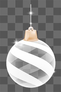 Png white Christmas ornament  design element, transparent background