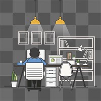 Working png illustration, transparent background