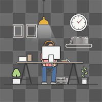 Working png illustration, transparent background